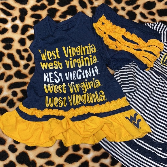 •COLOSSEUM•WEST VIRGINIA RUFFLE TOONS OUTFIT SETS SIZE 0-3 MONTHS EUC/NWOT - Picture 3 of 8